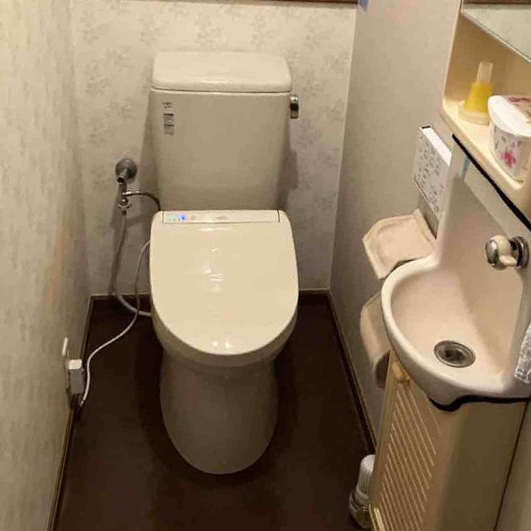 従来の一般的なトイレでした。ウォシュレットは近年交換済みでしたので、このまま使うことにしました。